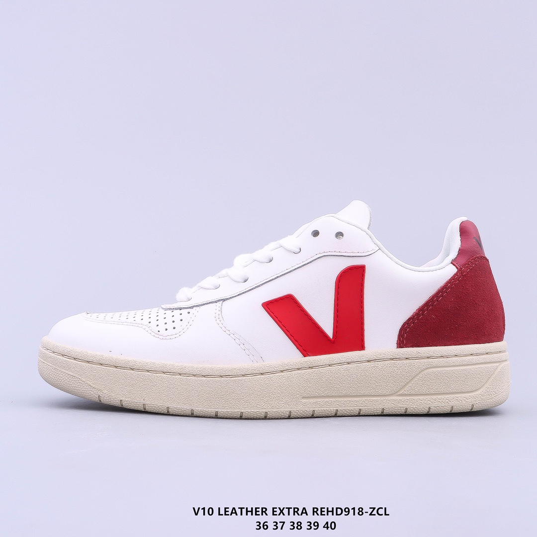 ?街拍频繁上镜 Veja Leather Extra Sneakers 二层皮 法国国民V字经典小白板鞋 春季入夏简约百搭款 全头层进口牛皮 舒适面革内里 广东厂 高端主打色系REHD918-ZCL