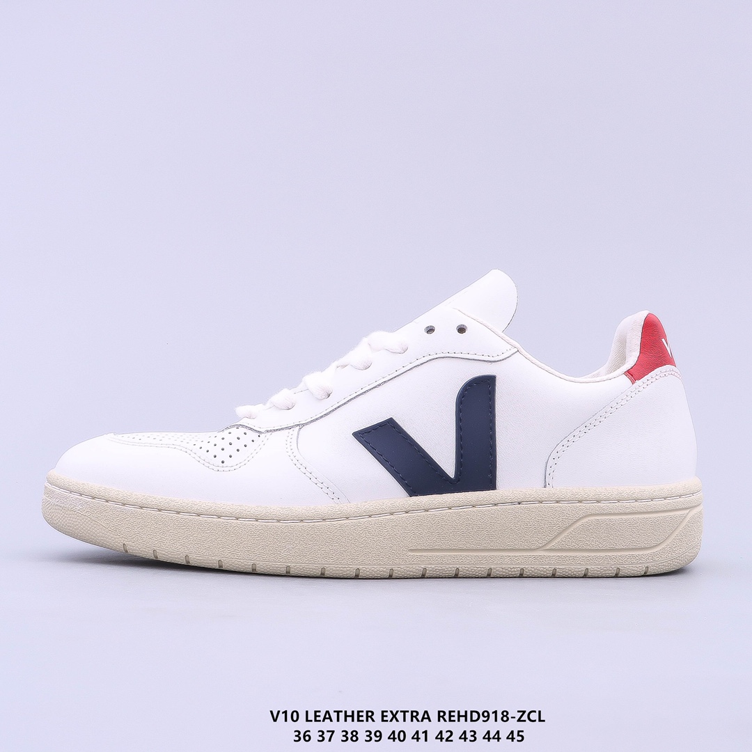 ?街拍频繁上镜 Veja Leather Extra Sneakers 二层皮 法国国民V字经典小白板鞋 春季入夏简约百搭款 全头层进口牛皮 舒适面革内里 广东厂 高端主打色系REHD918-ZCL