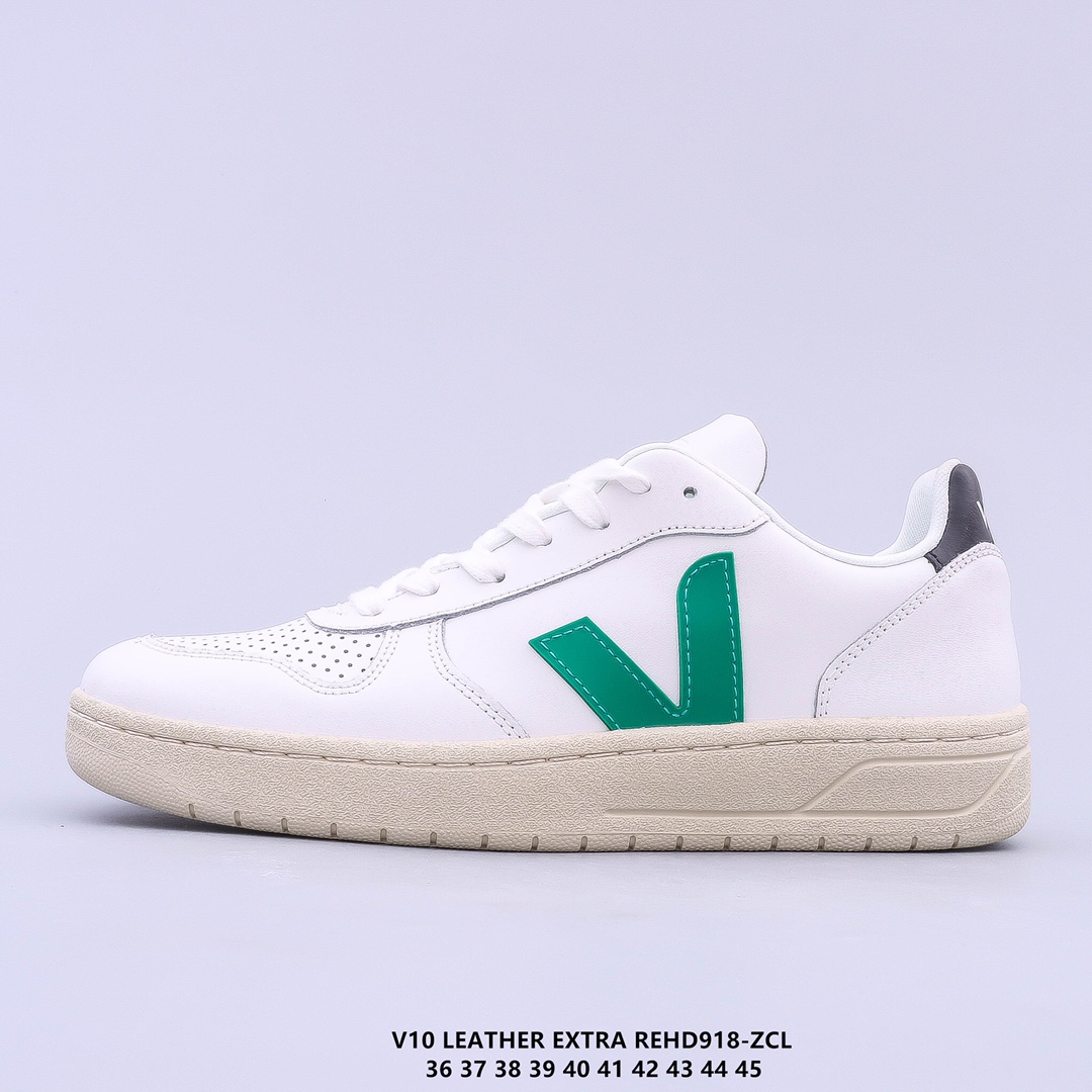 ?街拍频繁上镜 Veja Leather Extra Sneakers 二层皮 法国国民V字经典小白板鞋 春季入夏简约百搭款 全头层进口牛皮 舒适面革内里 广东厂 高端主打色系REHD918-ZCL