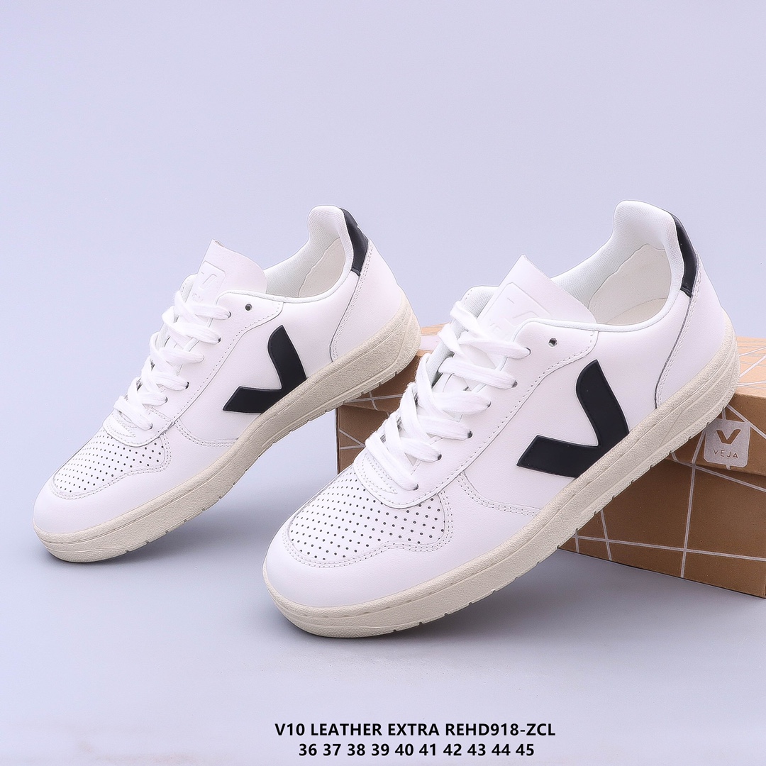 ?街拍频繁上镜 Veja Leather Extra Sneakers 二层皮 法国国民V字经典小白板鞋 春季入夏简约百搭款 全头层进口牛皮 舒适面革内里 广东厂 高端主打色系REHD918-ZCL