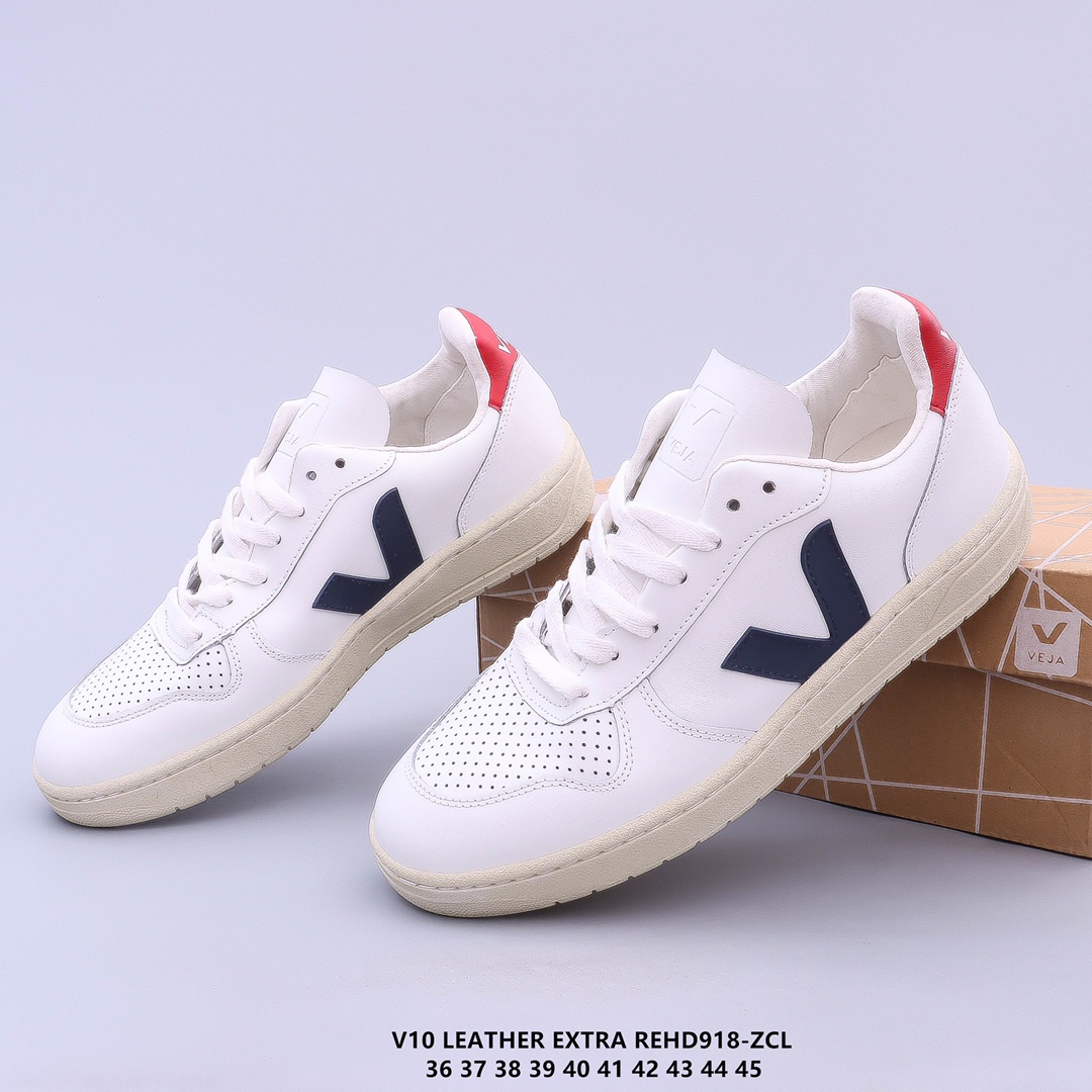 ?街拍频繁上镜 Veja Leather Extra Sneakers 二层皮 法国国民V字经典小白板鞋 春季入夏简约百搭款 全头层进口牛皮 舒适面革内里 广东厂 高端主打色系REHD918-ZCL