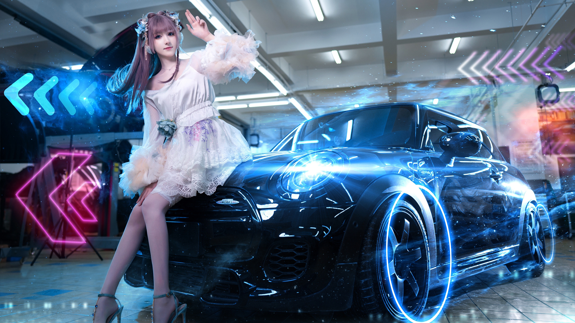 唯美古风 古装女子 美女 水 小溪 美女壁纸