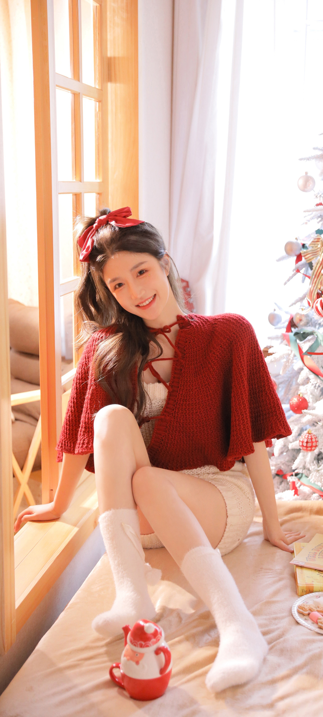 白色猫的美女江亦祺手机壁纸