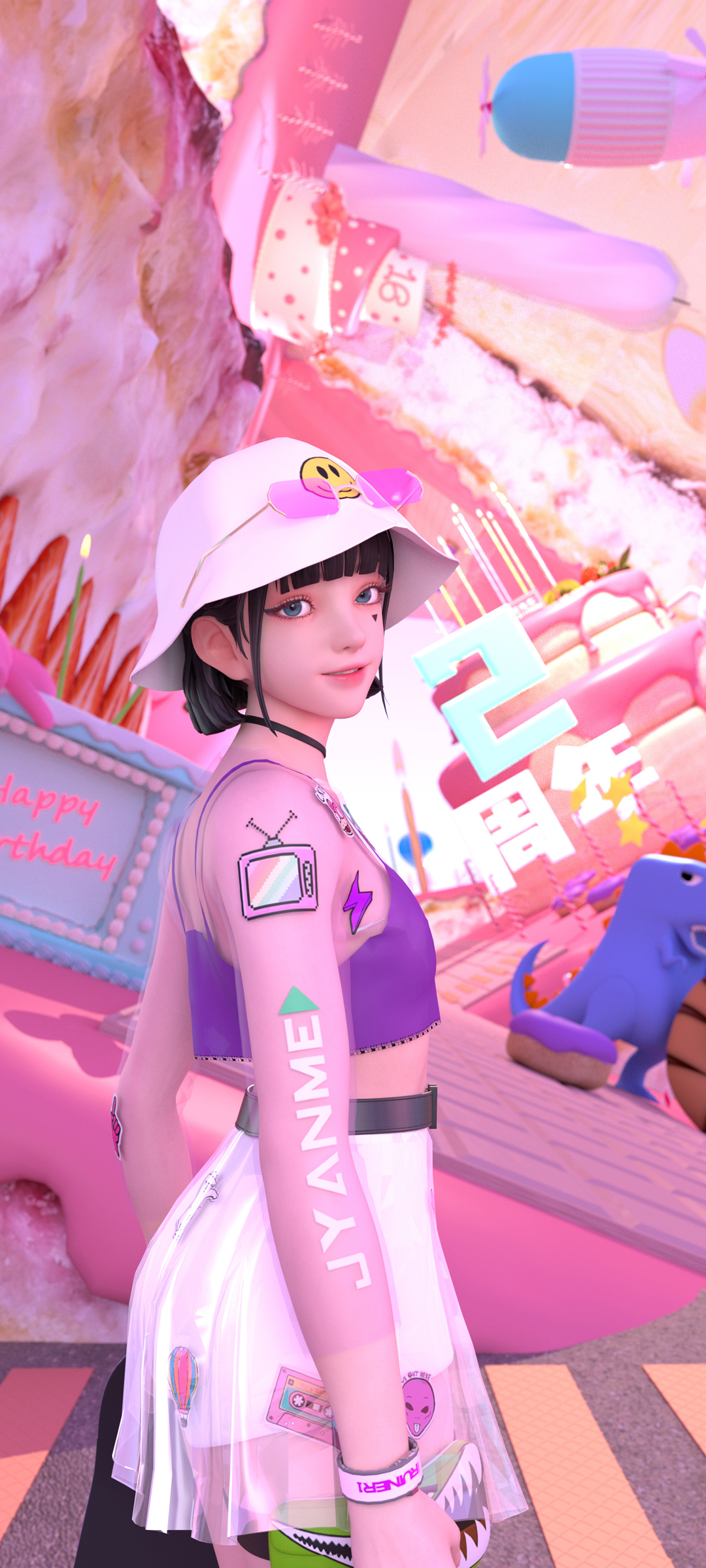 白色猫的美女江亦祺手机壁纸