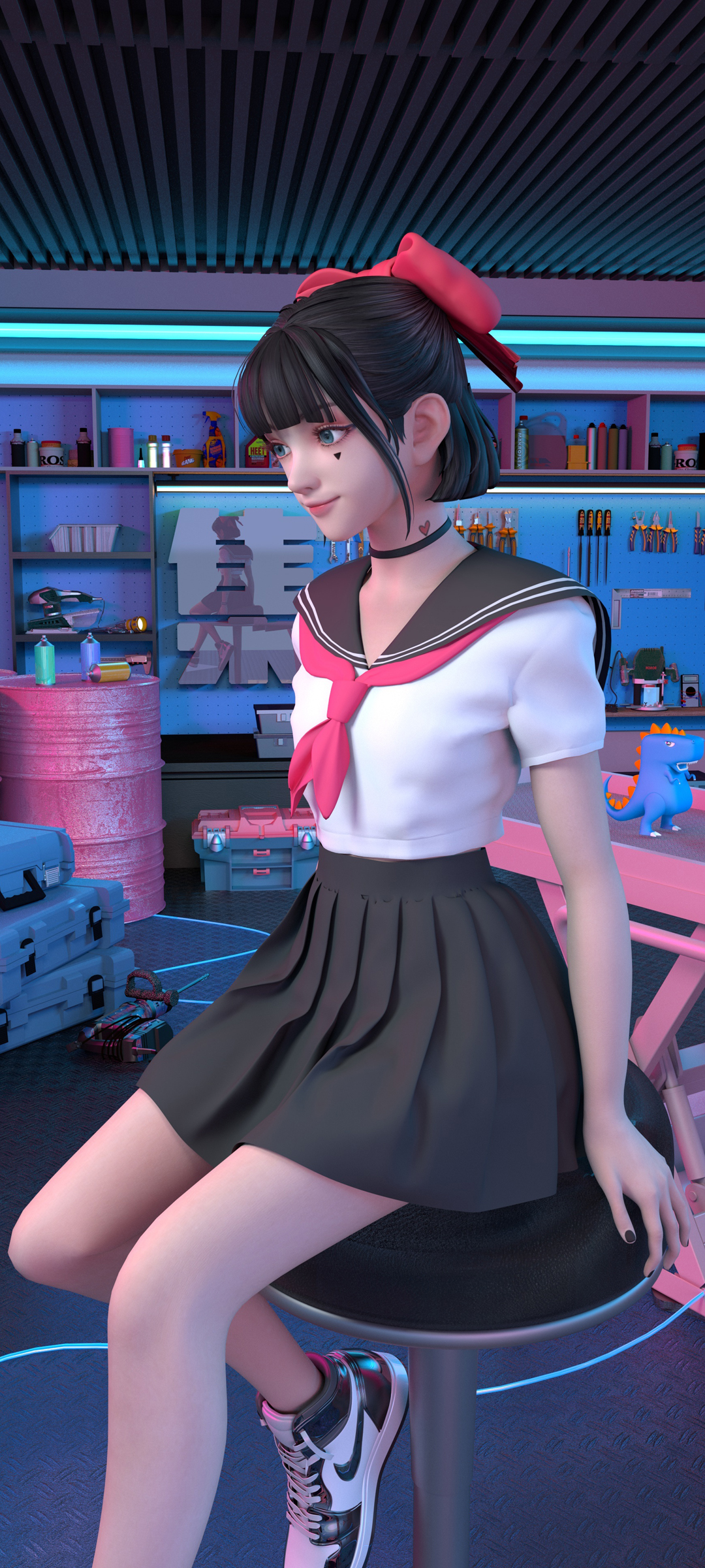 白色猫的美女江亦祺手机壁纸