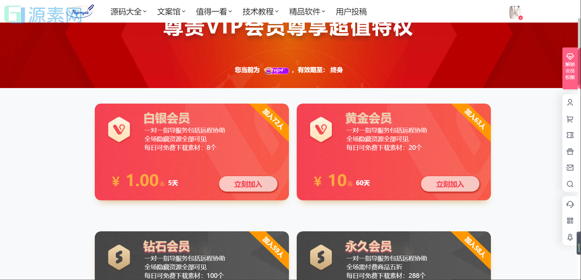 b2美化之漂亮的VIP会员页面兼容手机端（适合2或4种会员）