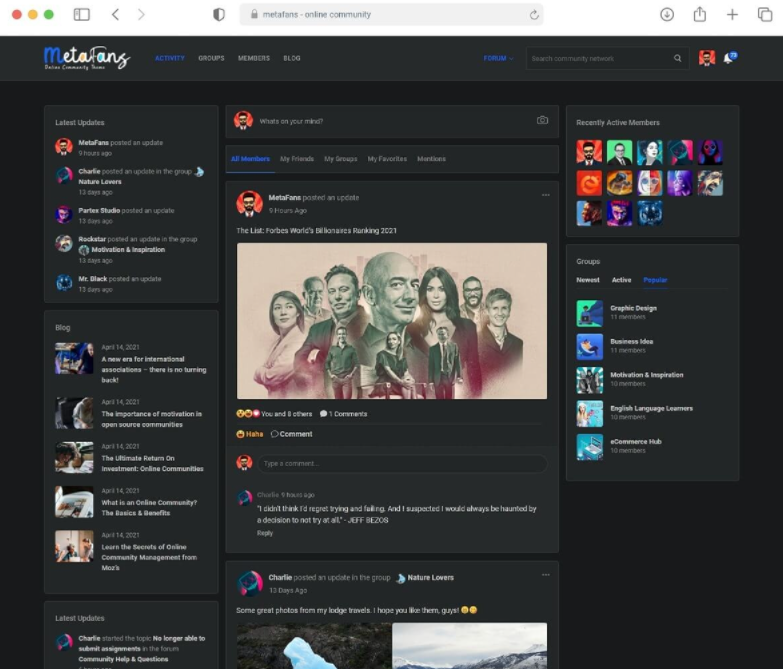 MetaFans 2.7.1社区与社交网络Buddypress主题2022年最新版